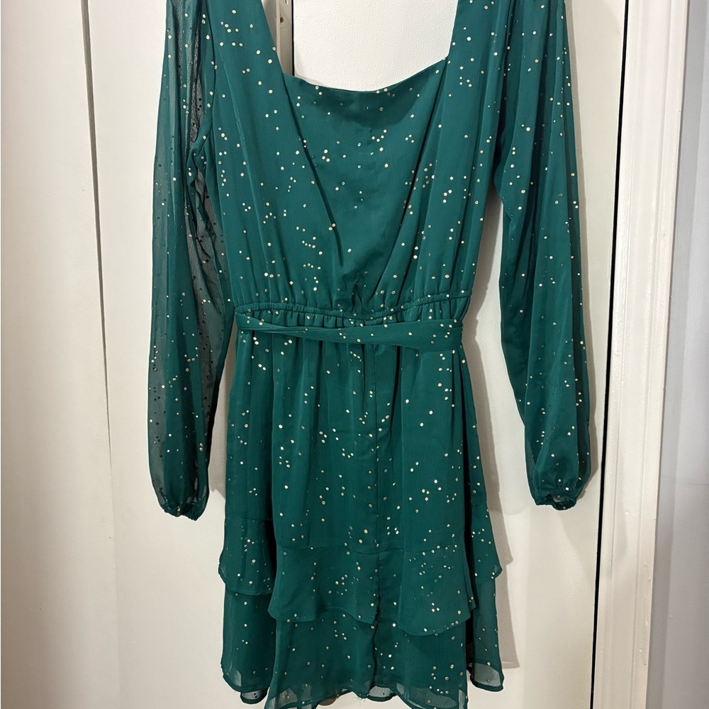 Elegant Green Dress with Sparkling Accents​ - Picture 3 of 8